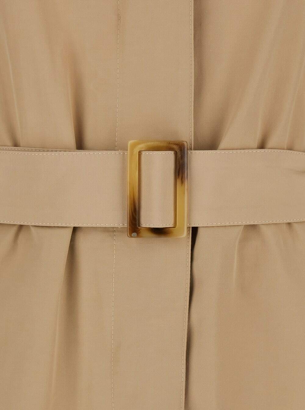 Merci Beige Trench Coat With Classic Collar And Adjustable Belt In Fabric Woman