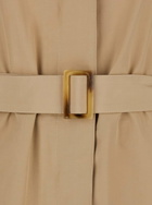 Merci Beige Trench Coat With Classic Collar And Adjustable Belt In Fabric Woman