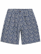 Universal Works - Wide-Leg Printed Cotton-Twill Shorts - Blue