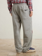 NAHMIAS - Youth Enrichment Wide-Leg Logo-Print Distressed Cotton Sweatpants - Gray