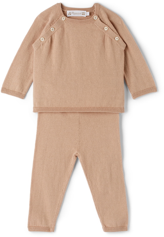 Photo: Bonpoint Baby Beige Cotton Abricota Set