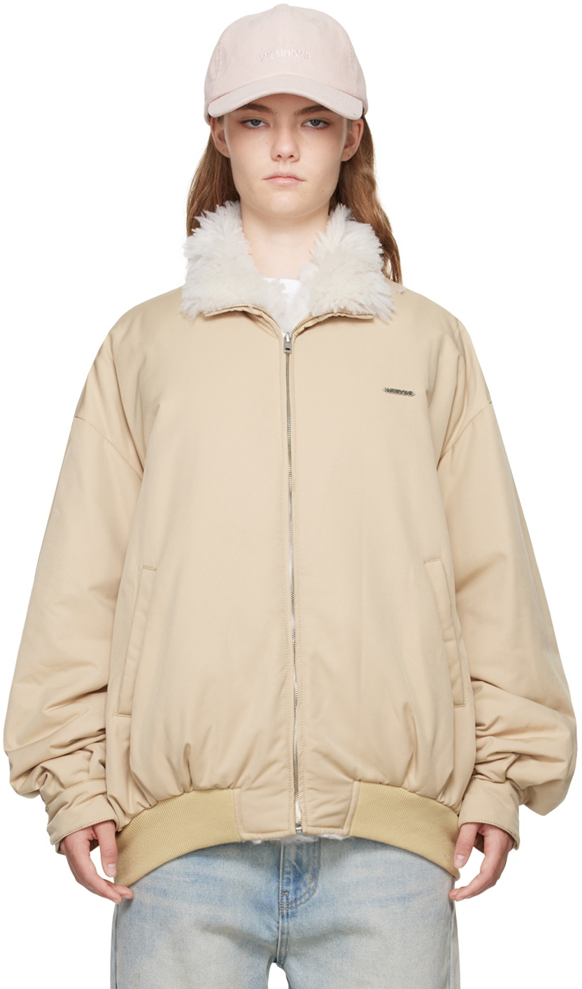 We11done Beige Harrington Bomber Jacket