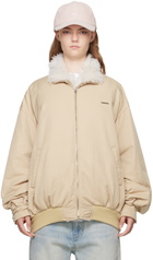 We11done Beige Harrington Bomber Jacket