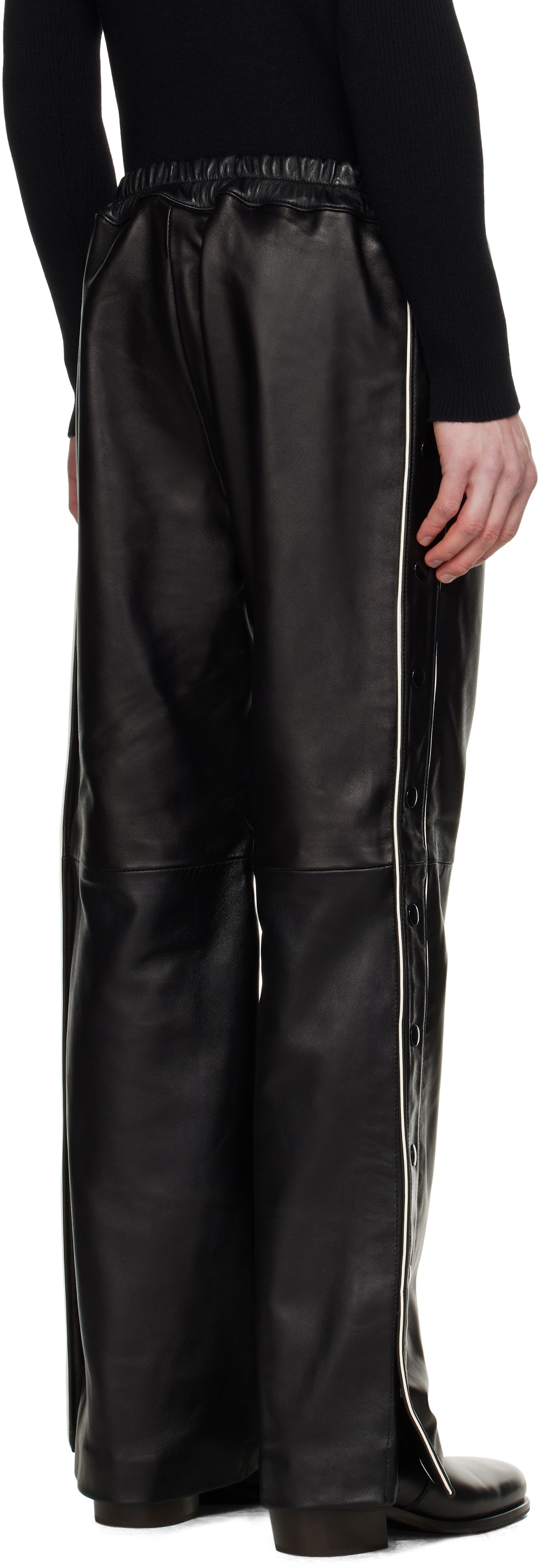 Ernest W. Baker Black Warm Up Leather Pants