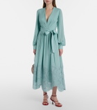 Elie Saab Lace-trimmed silk-blend midi dress