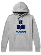 Isabel Marant - Miley Logo-Flocked Cotton-Blend Jersey Hoodie - Gray