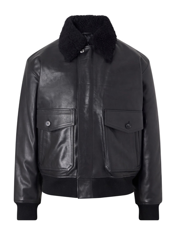 Photo: A.P.C. - Charles Wool-Fleece Trimmed Leather Jacket - Black