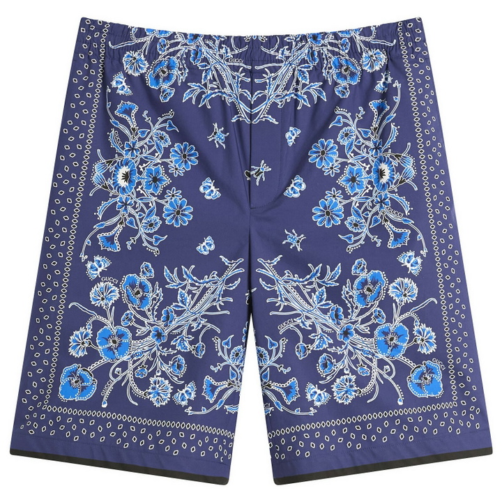 Photo: Gucci Men's Flower Bandana Print Shorts in Blue