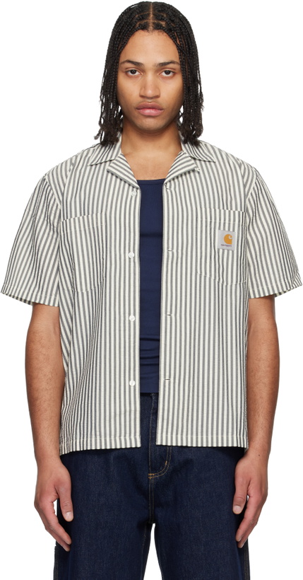 Photo: Carhartt Work In Progress Black & White Short Sleeve Leavel Stripe Shirt