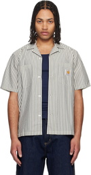 Carhartt Work In Progress Black & White Short Sleeve Leavel Stripe Shirt