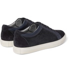 Brunello Cucinelli - Leather-Trimmed Suede and Corduroy Sneakers - Men - Navy