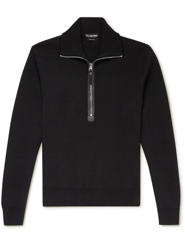 Photo: TOM FORD - Merino Wool Half-Zip Sweater - Black