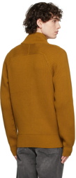 Hugo Tan Rib Knit Zip-Up Sweater