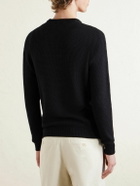 Inis Meáin - Caoladóir Basketweave Textured Cotton and Cashmere-Blend Sweater - Black