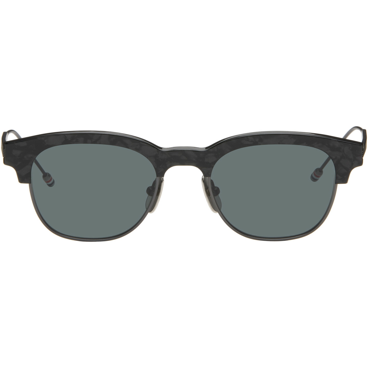 Thom Browne Black Acetate & Titanium Oval Sunglasses