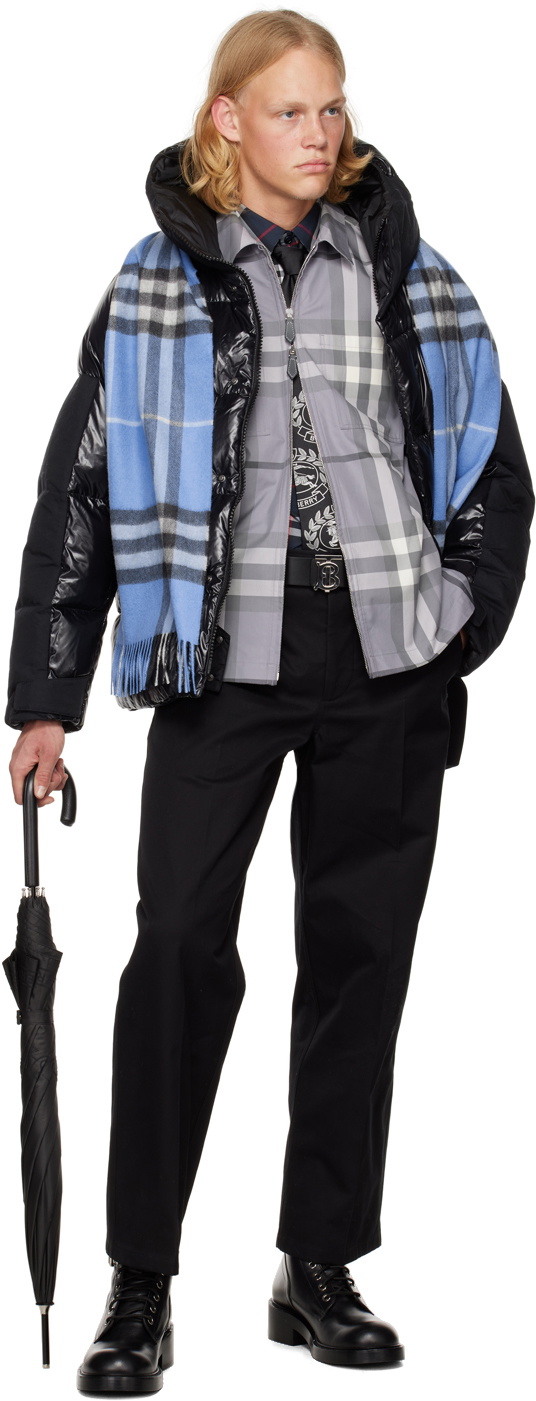 Burberry Blue 'The Classic Check' Scarf