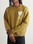 AMI PARIS - Logo-Intarsia Virgin Wool Sweater - Yellow