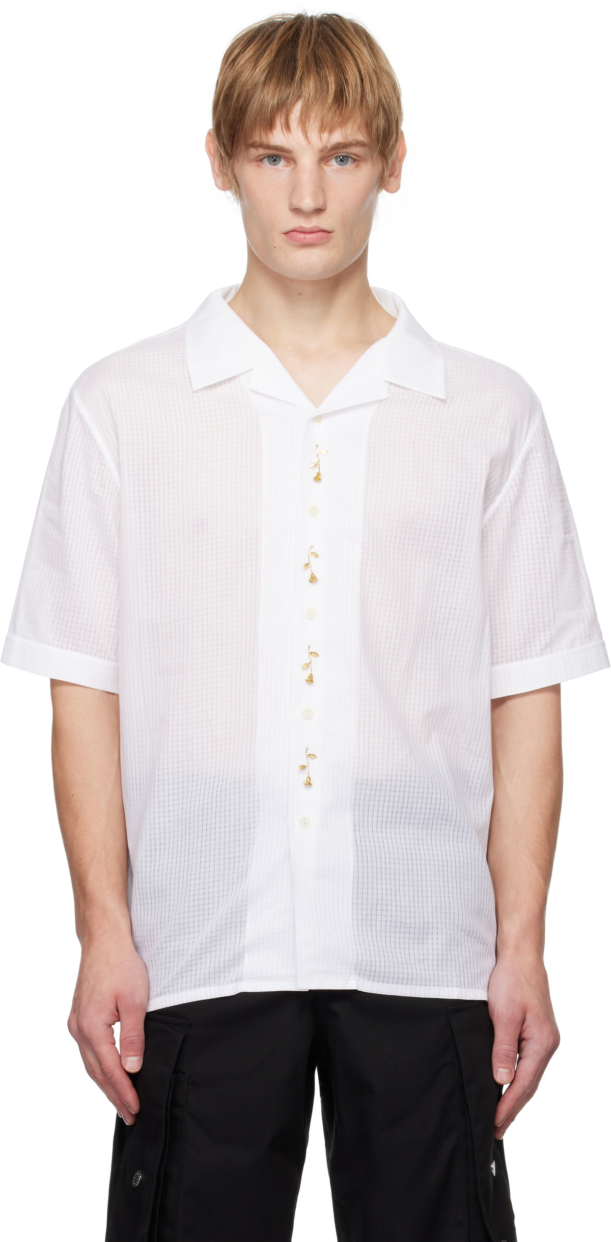 GmbH White Short Sleeve Bowling Shirt