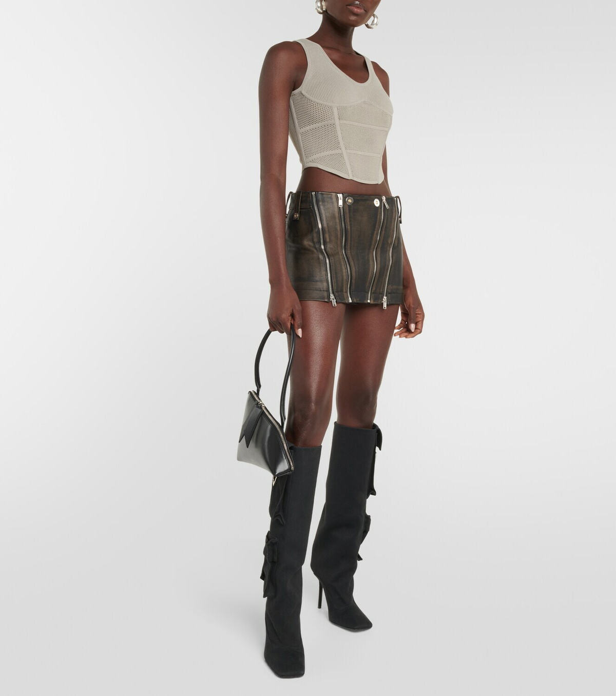 Dion Lee Cropped ribbed-knit bustier