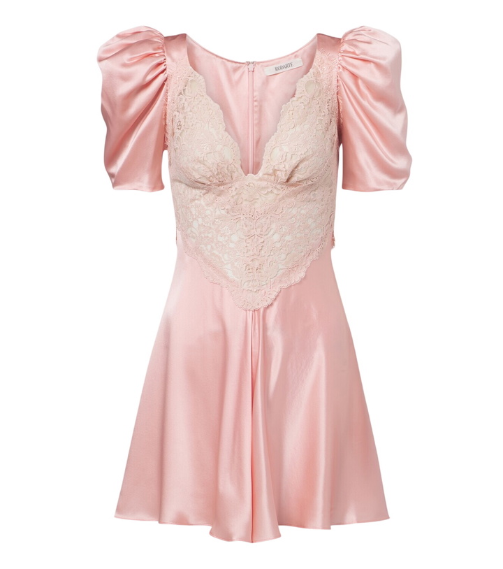 Photo: Rodarte Lace-trimmed silk satin minidress