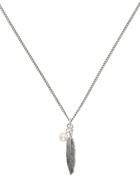 Emanuele Bicocchi SSENSE Exclusive Silver Feather & Pearl Necklace