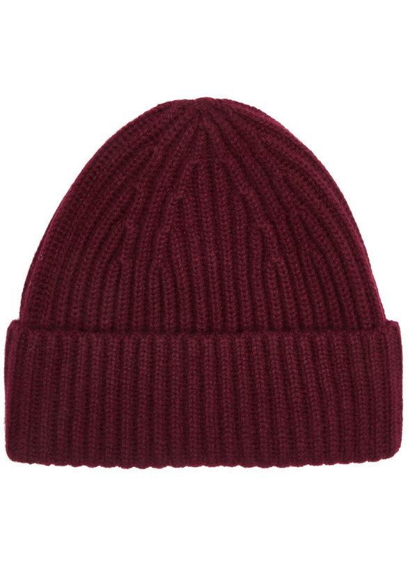 Photo: Lisa Yang Martigny Ribbed Cashmere Beanie - Burgundy - One Size