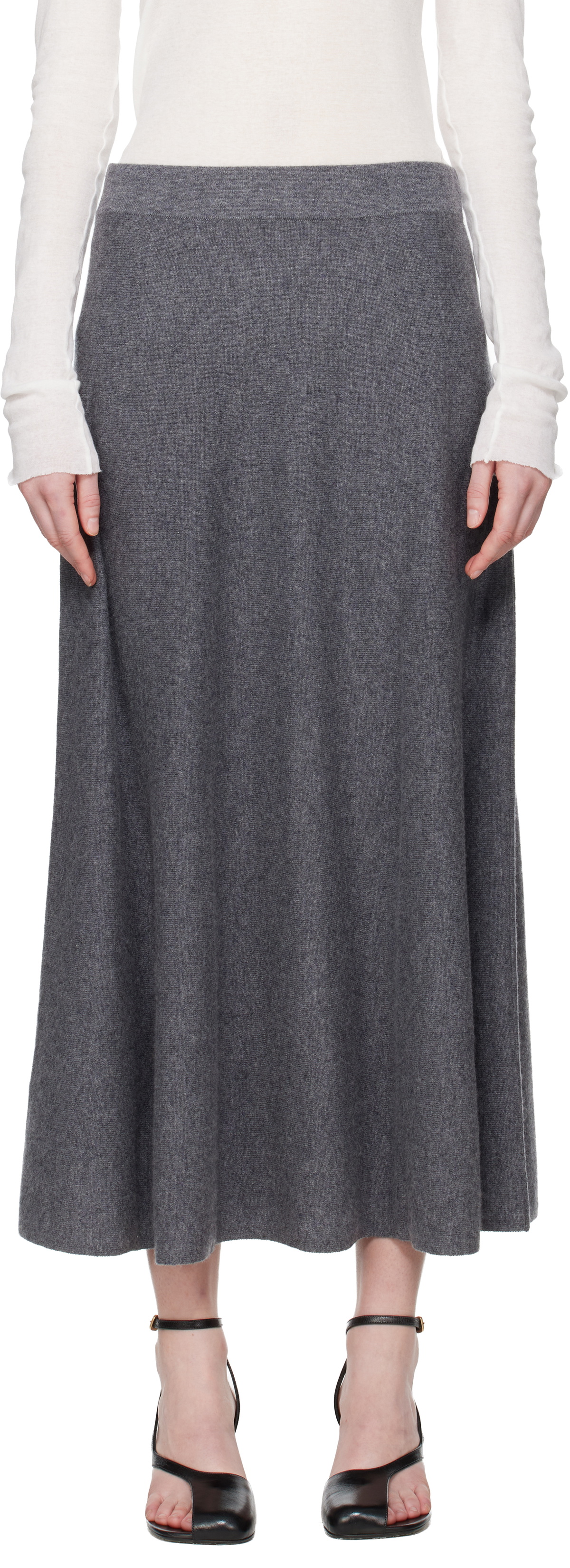 LISA YANG Gray Torie Midi Skirt