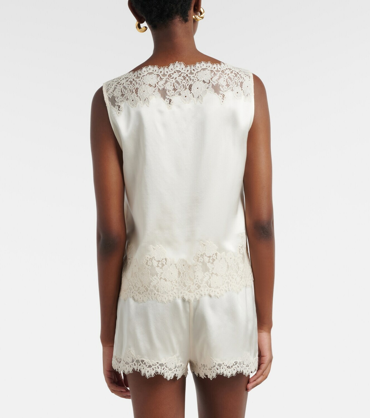 Dôen Iona lace-trimmed silk shorts