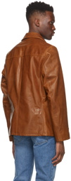 Schott Tan Leather Car Coat