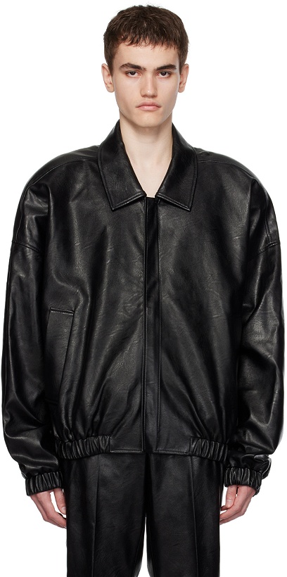 Photo: Situationist Black YASPIS Edition Faux-Leather Bomber Jacket