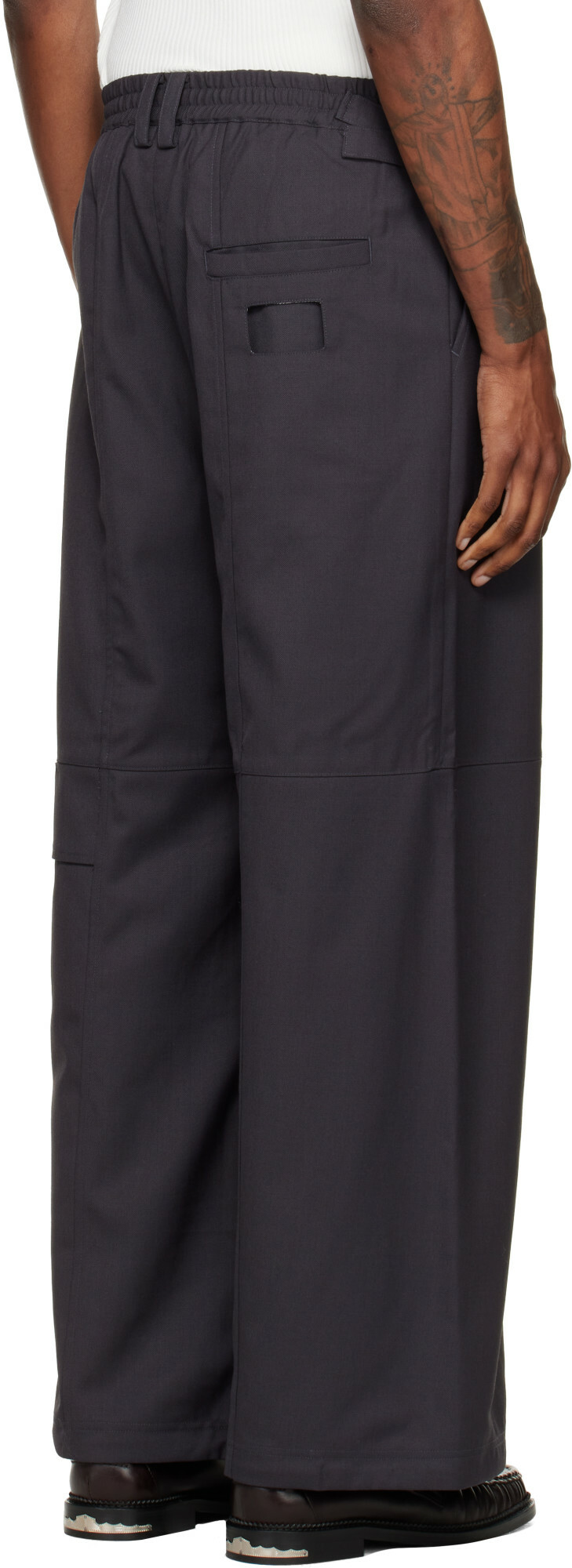 NULLUS Gray Draped Slide Cargo Pants