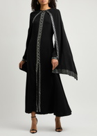 Rabanne Embellished Cape-effect Crepe Maxi Dress Black