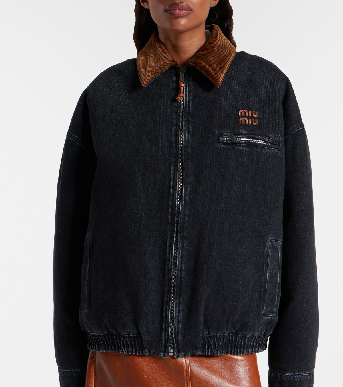 Miu Miu Shearling-trimmed denim jacket