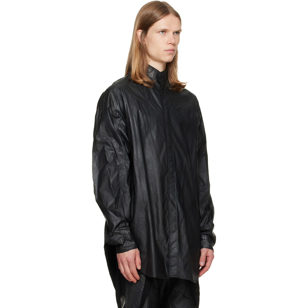Julius Black Coated Big Shirt