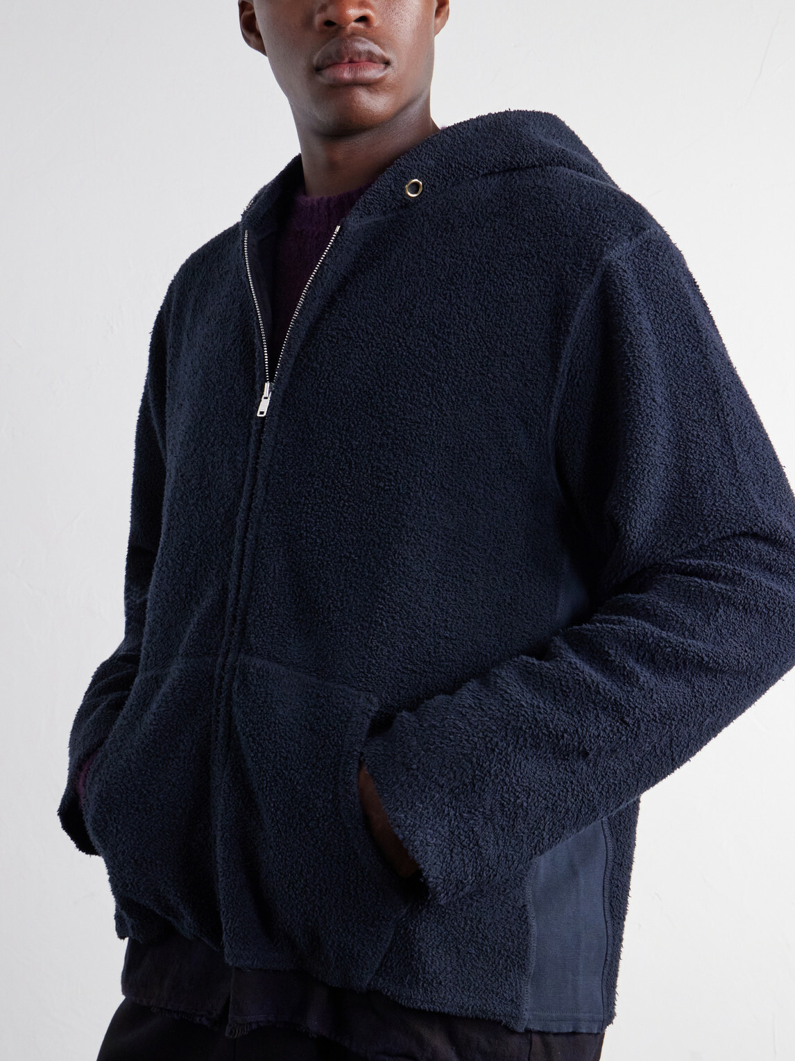 Les Tien - Cotton-Fleece Zip-Up Hoodie - Blue