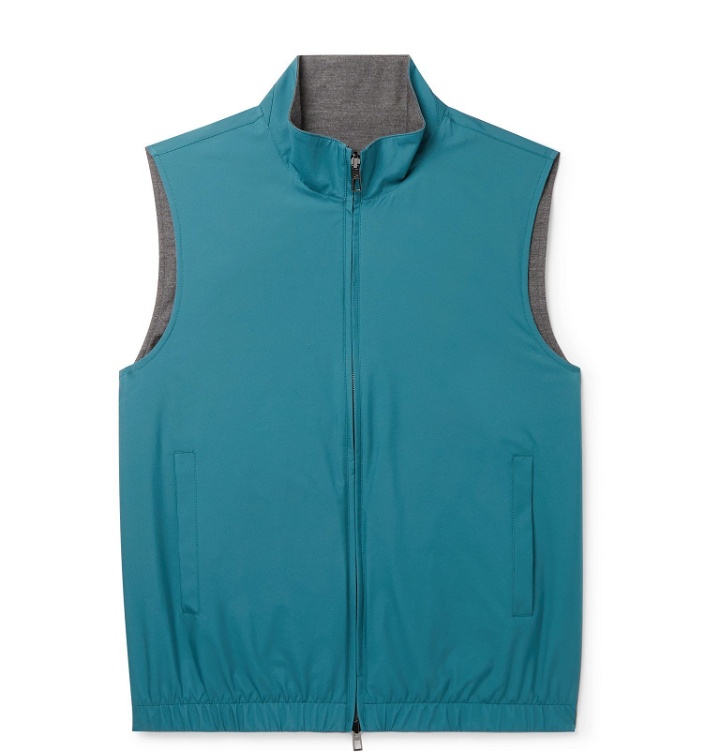 Photo: Loro Piana - Slim-Fit Reversible Storm System Shell and Super Wish Virgin Wool Gilet - Blue