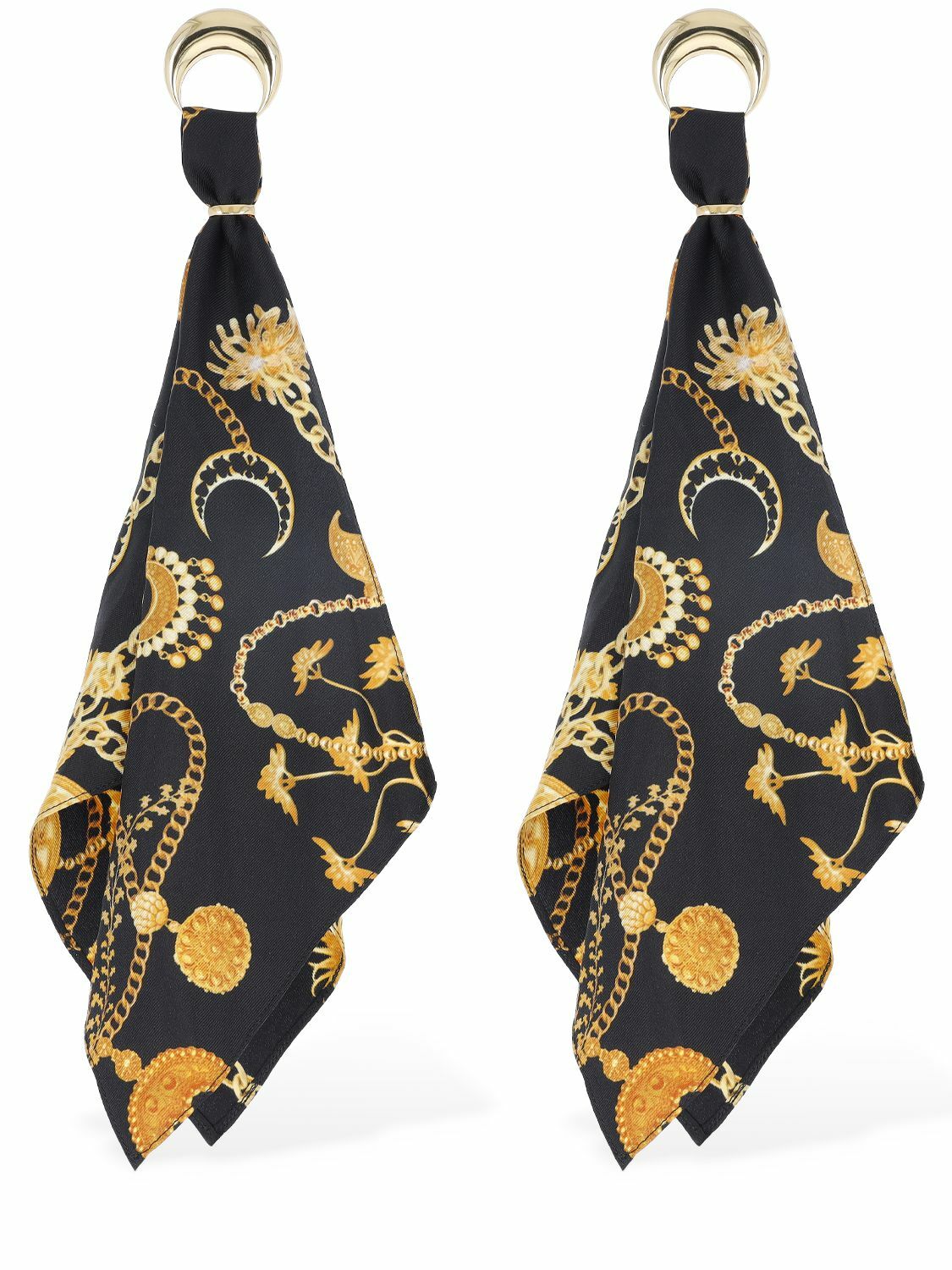 MARINE SERRE - Regenerated Silk Scarf Moon Earrings Marine Serre