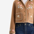 RIXO Women's Sunday Jacket in Petal Embroidery Tan