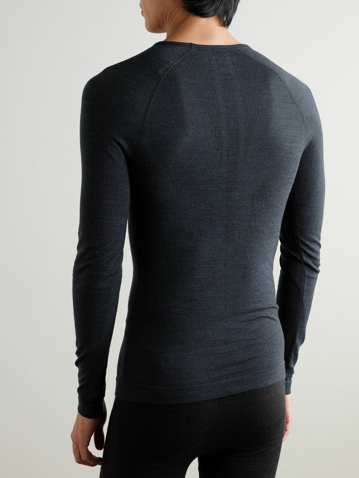 Falke - Printed Virgin Wool-Blend Ski Base Layer - Black