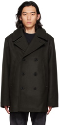 Jil Sander Green Double-Breasted Peacoat