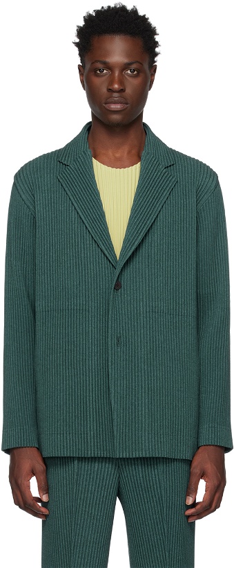 Photo: HOMME PLISSÉ ISSEY MIYAKE Green Wool Like Light Blazer