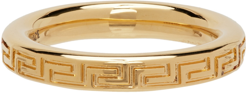 Versace Gold Engraved Greek Key Ring