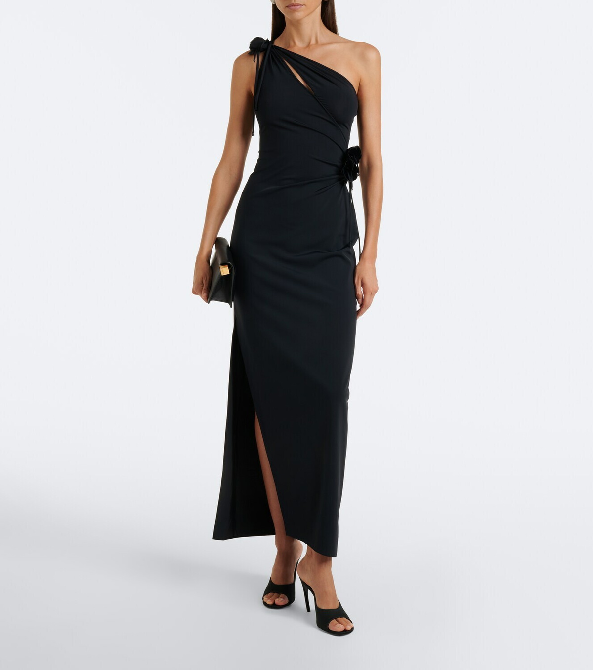Coperni Floral-appliqué asymmetric cocktail dress