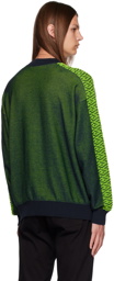 Versace Green & Navy La Greca Medusa Sweater