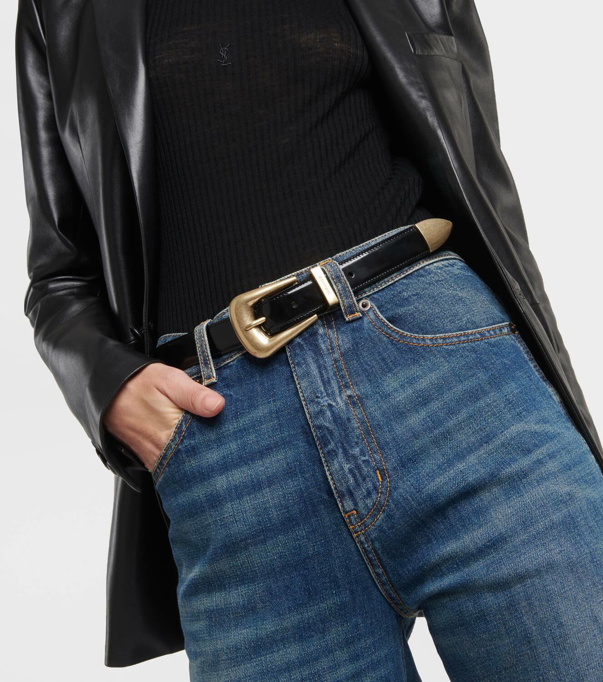 Saint Laurent Folk patent leather belt Saint Laurent