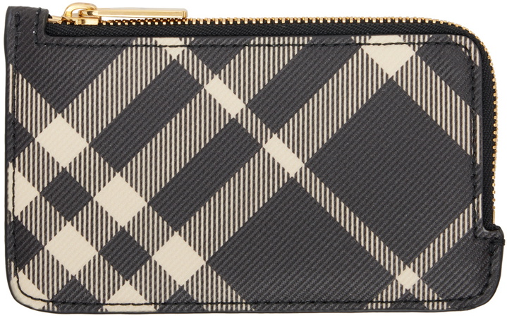 Photo: Burberry Black & Beige Check Zip Card Holder