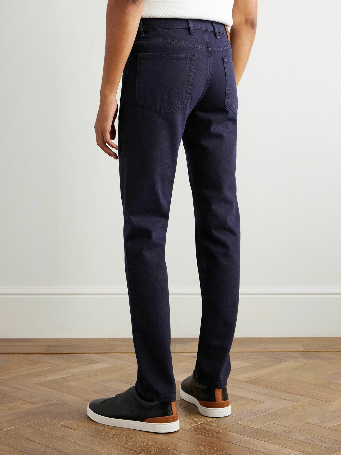 Zegna - Roccia Straight-Leg Cotton Trousers - Blue