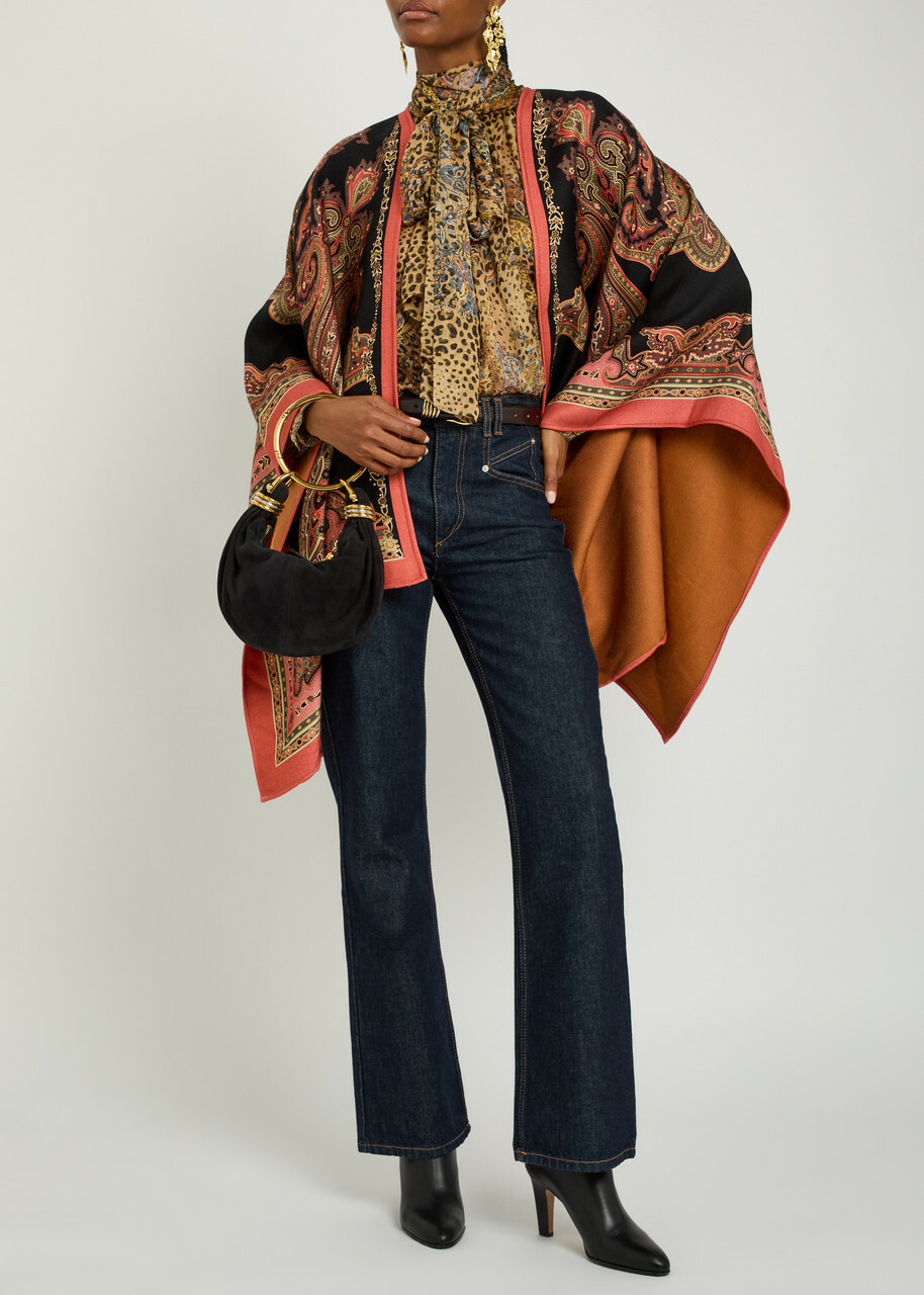Etro Patterned-jacquard Wool-blend Cape - No Colour - One Size