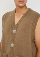 Simone Rocha Faux Pearl-embellished Wool-blend Vest Camel