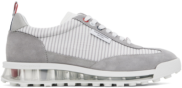 Photo: Thom Browne White & Gray Tech Runner Sneakers